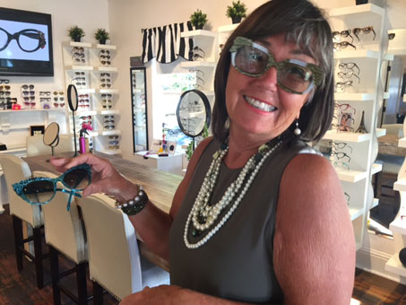 Sandy Frits, co-owner of EyeChicks eyewear.