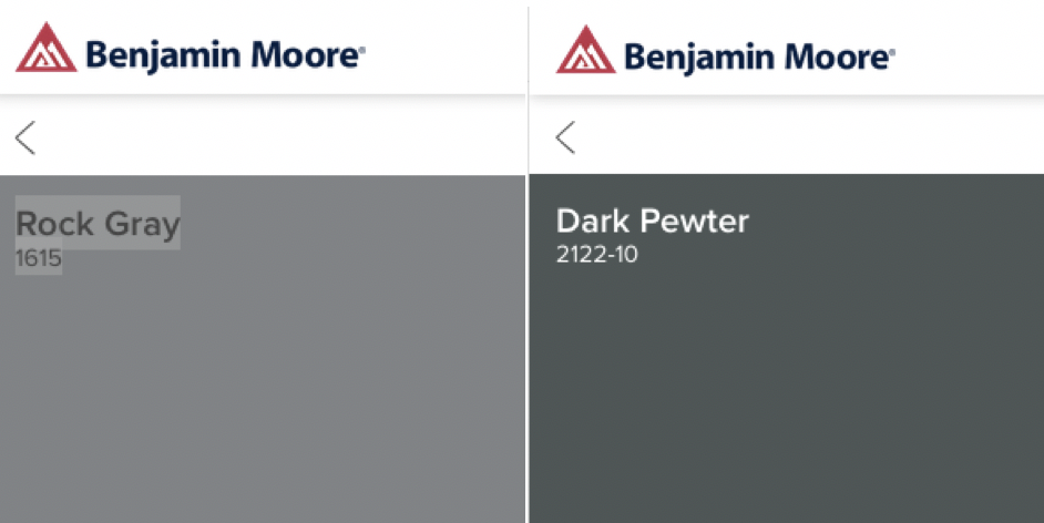 Benjamin Moore Paint Chips in Gray