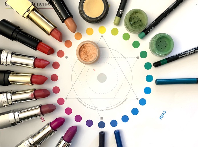 Makeup colors matched to a color wheel