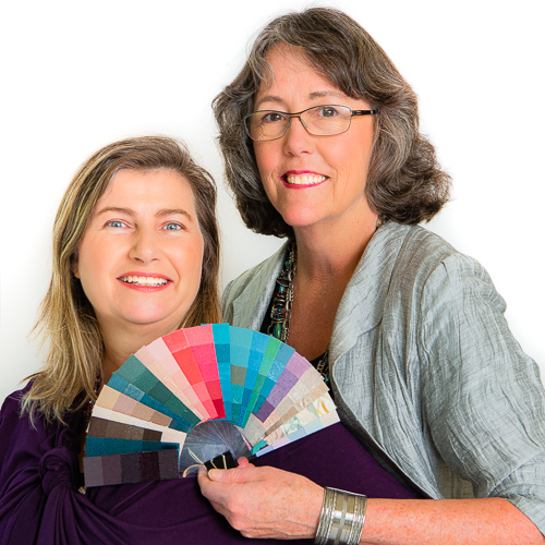 Mary Lou Manlove and her ColorQuick student with her fan swatches.