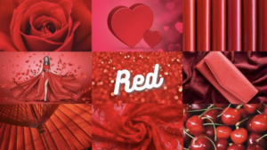 Collage of red colored items