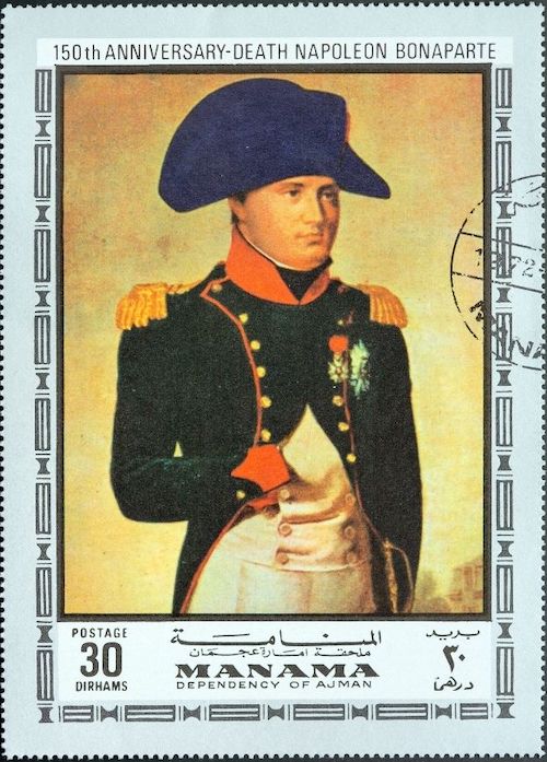 Napoleon wearing a blue uniform
