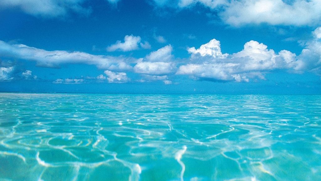 Turquoise ocean waters of Bora Bora