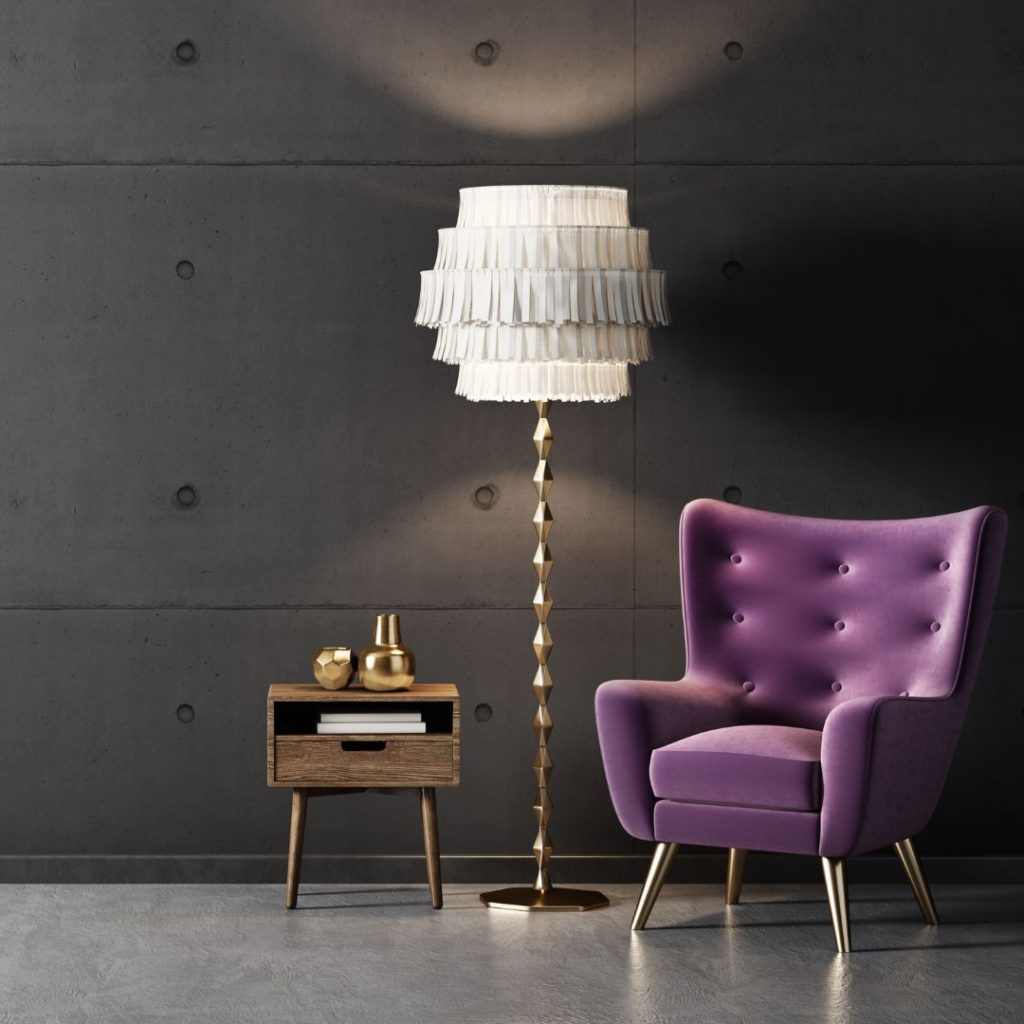 Cool grey room with a purple chair
