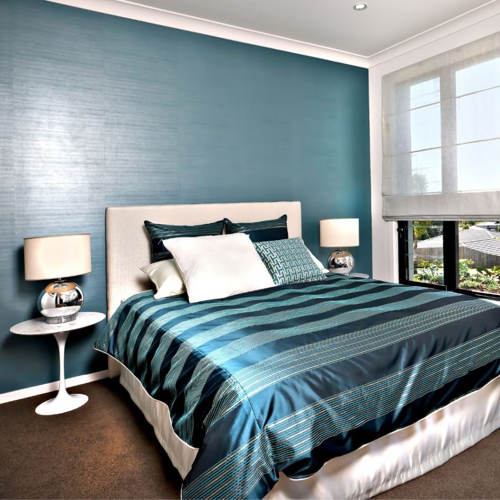 bed tinted vermillion teal